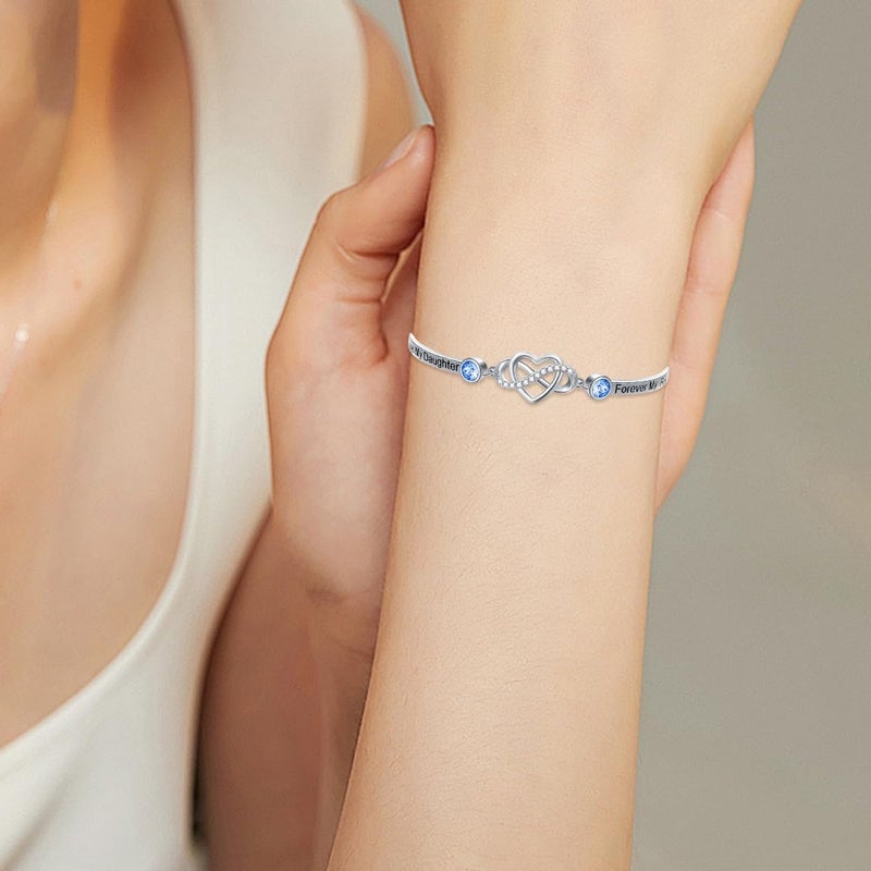 AOBOCO 925 Sterling Silver Adjustable Infinity Heart Bangle Bracelet for Sister Best Friend Daughter Mom Grandma Granddaughter Daughter in Law Godmother Goddaughter Stepmom Stepdaughter - Image 5